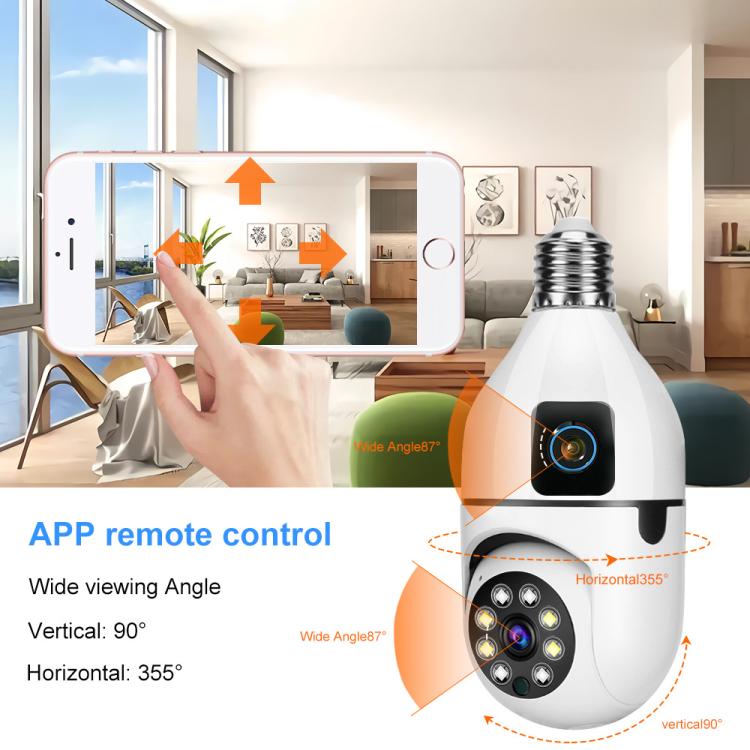V380 Pro 4MP Full-Color Dual-Lens 2.4GHz WiFi Wireless E27 Socket Bulb Night Vision PTZ Camera - White