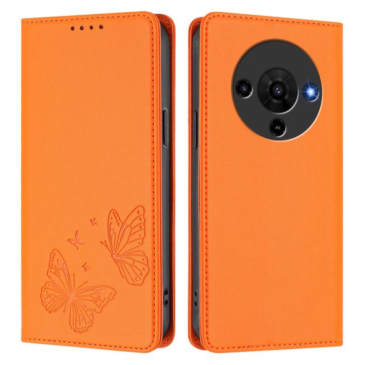 For ZTE Blade A76 5G Strong Magnetic Dual Butterfly RFID Vegan Leather Phone Case