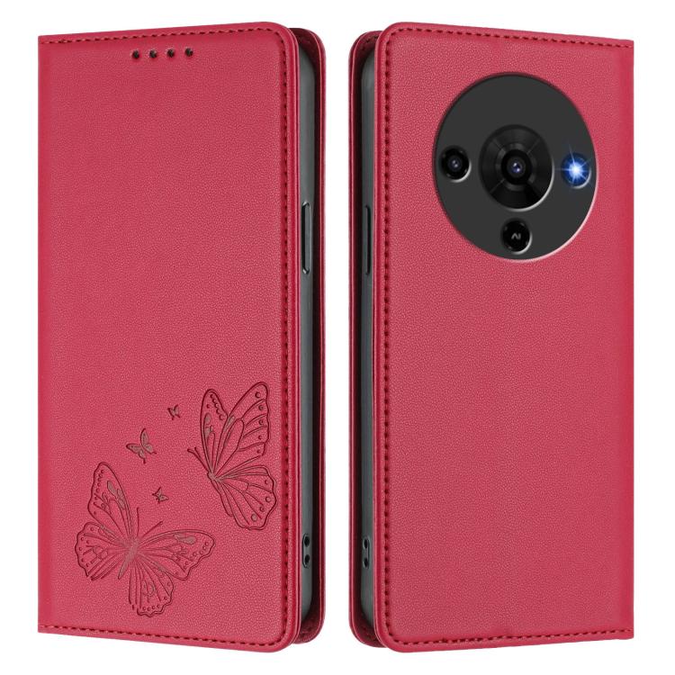 For ZTE Blade A76 5G Strong Magnetic Dual Butterfly RFID Vegan Leather Phone Case