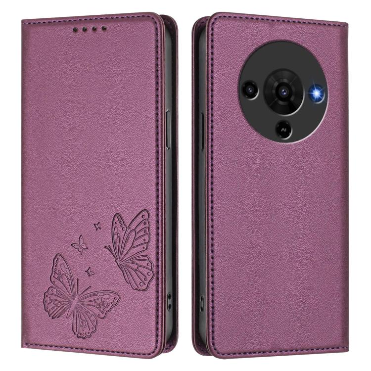 For ZTE Blade A76 5G Strong Magnetic Dual Butterfly RFID Vegan Leather Phone Case