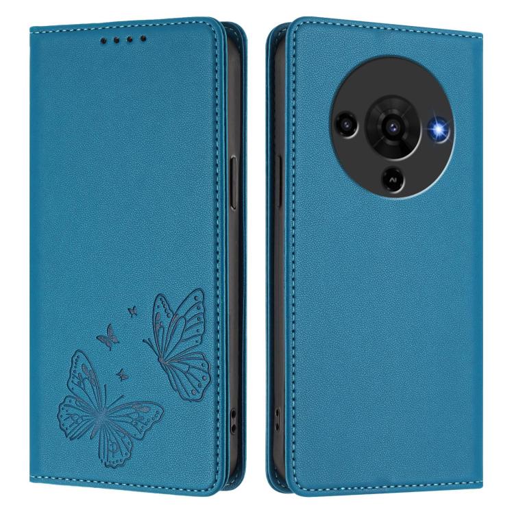 For ZTE Blade A76 5G Strong Magnetic Dual Butterfly RFID Vegan Leather Phone Case