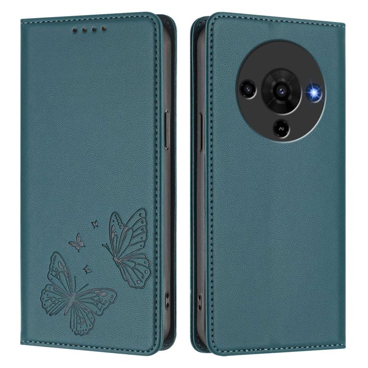 For ZTE Blade A76 5G Strong Magnetic Dual Butterfly RFID Vegan Leather Phone Case