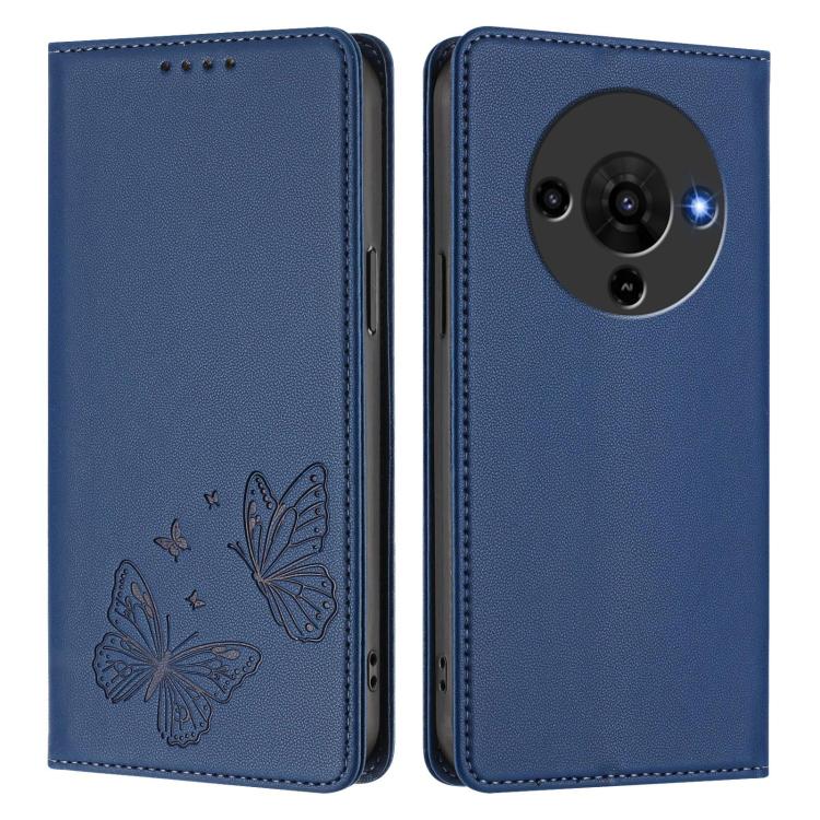 For ZTE Blade A76 5G Strong Magnetic Dual Butterfly RFID Vegan Leather Phone Case