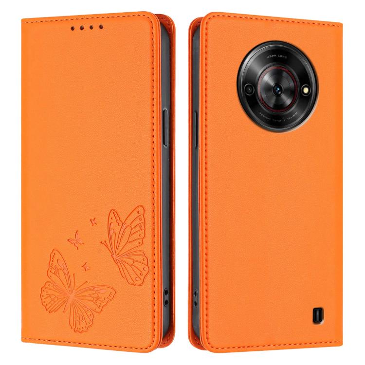 For ZTE Blade A75 5G / nubia Focus 5G Strong Magnetic Dual Butterfly RFID Vegan Leather Phone Case