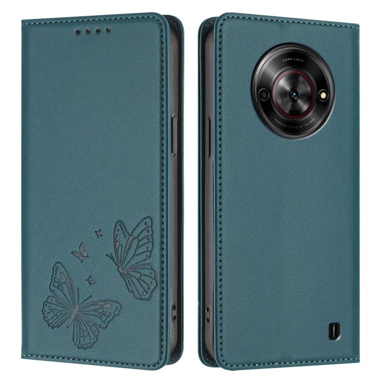 For ZTE Blade A75 5G / nubia Focus 5G Strong Magnetic Dual Butterfly RFID Vegan Leather Phone Case