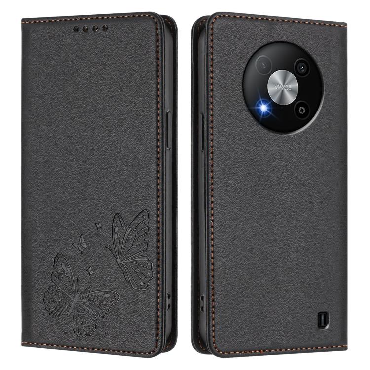 For ZTE Blade A75 5G / nubia Focus 5G Strong Magnetic Dual Butterfly RFID Vegan Leather Phone Case
