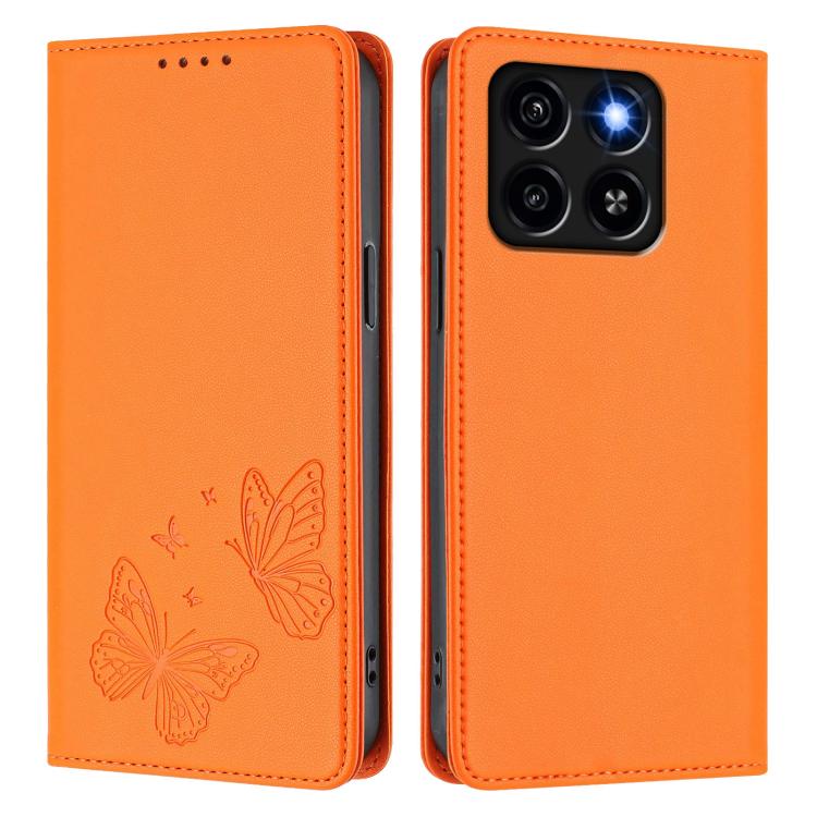 For ZTE Blade A35 / A55 Strong Magnetic Dual Butterfly RFID Vegan Leather Phone Case
