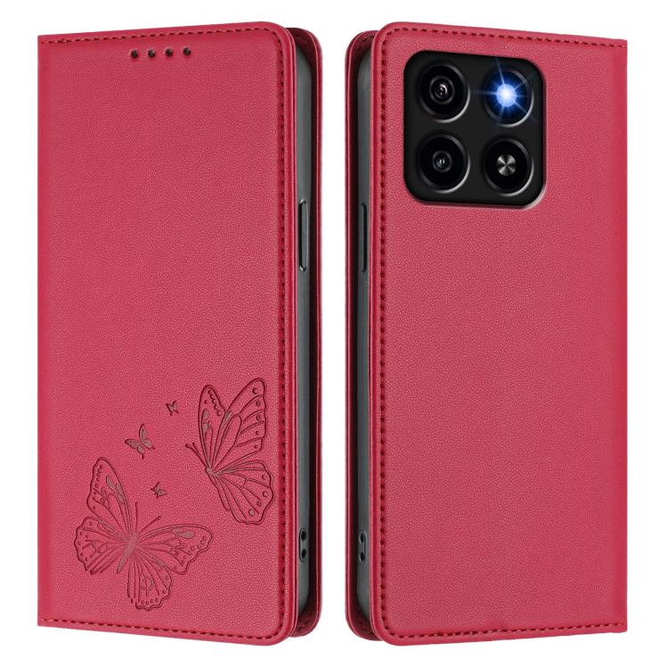 For ZTE Blade A35 / A55 Strong Magnetic Dual Butterfly RFID Vegan Leather Phone Case
