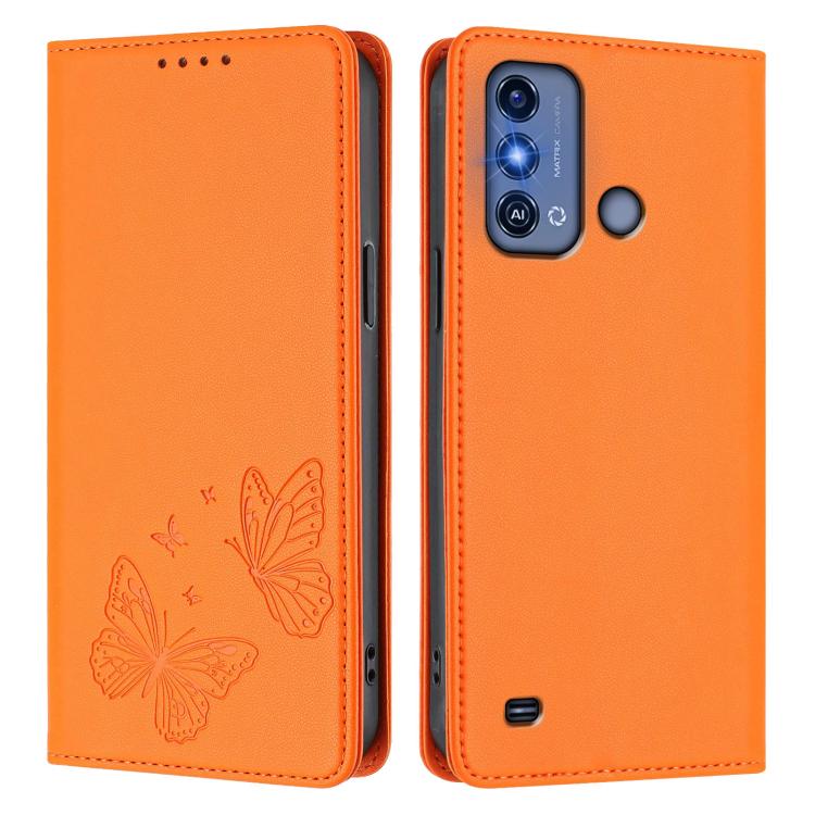 For ZTE Blade A53 Pro Strong Magnetic Dual Butterfly RFID Vegan Leather Phone Case