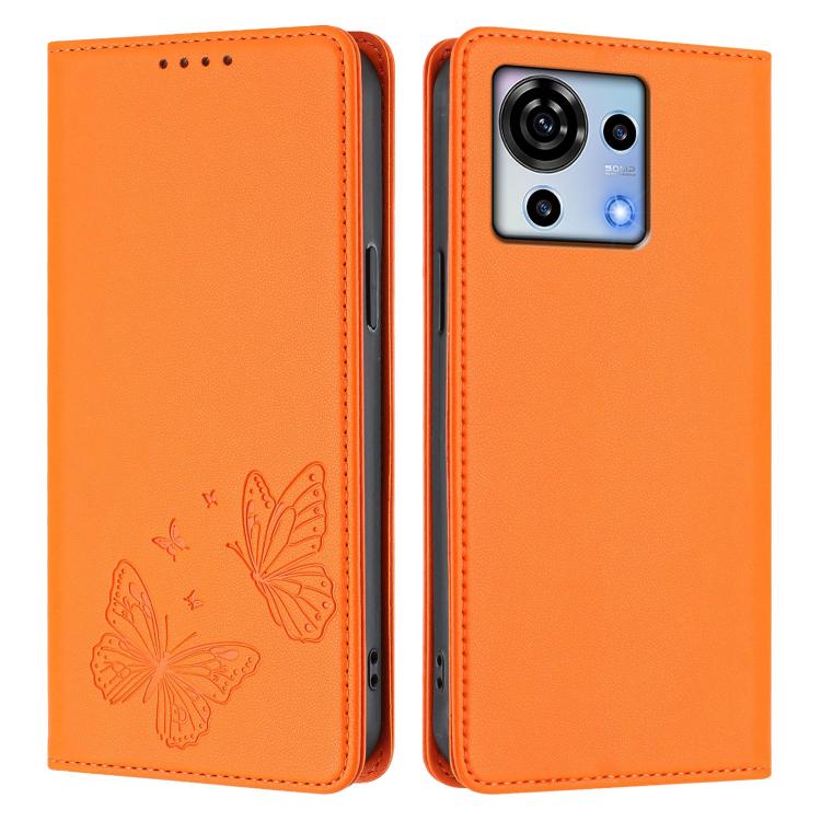 For ZTE Blade V50 Vita Strong Magnetic Dual Butterfly RFID Vegan Leather Phone Case