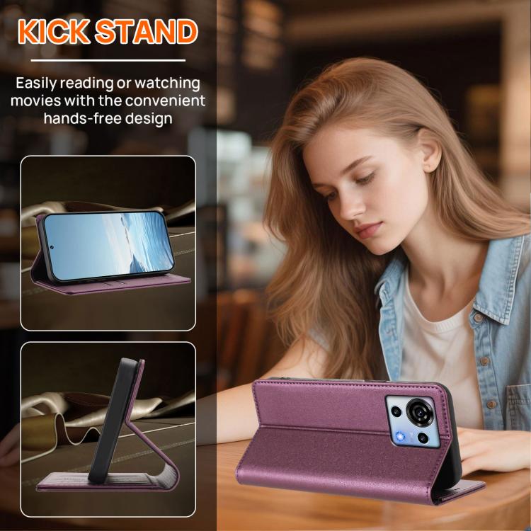 For ZTE Blade V50 Vita Strong Magnetic Dual Butterfly RFID Vegan Leather Phone Case