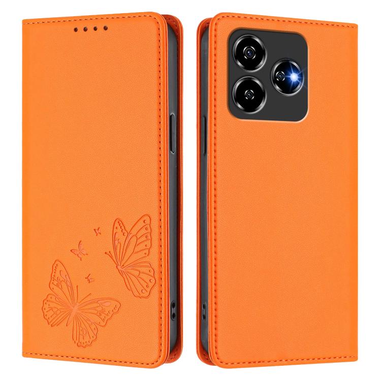 For ZTE Blade V60 4G / Axon 60 4G Strong Magnetic Dual Butterfly RFID Vegan Leather Phone Case