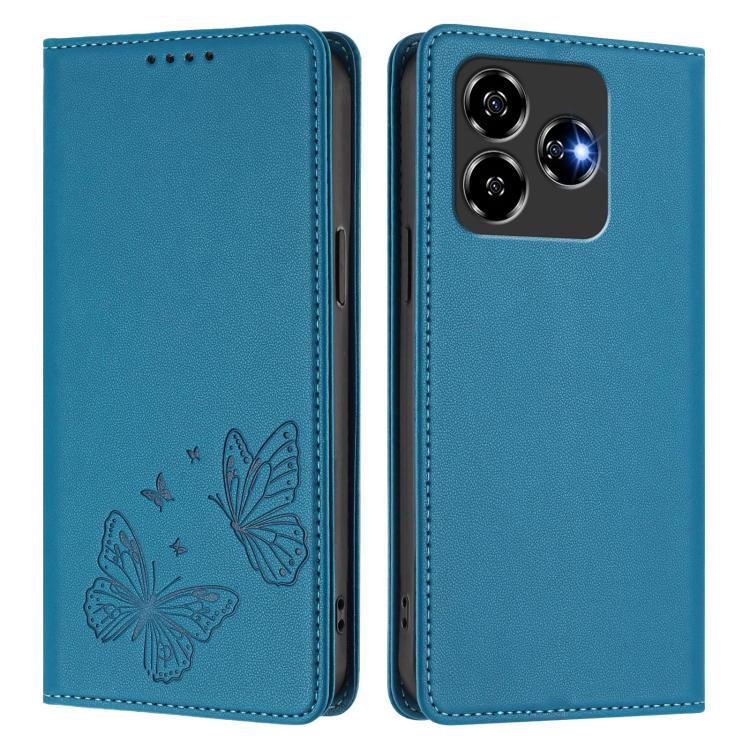 For ZTE Blade V60 4G / Axon 60 4G Strong Magnetic Dual Butterfly RFID Vegan Leather Phone Case