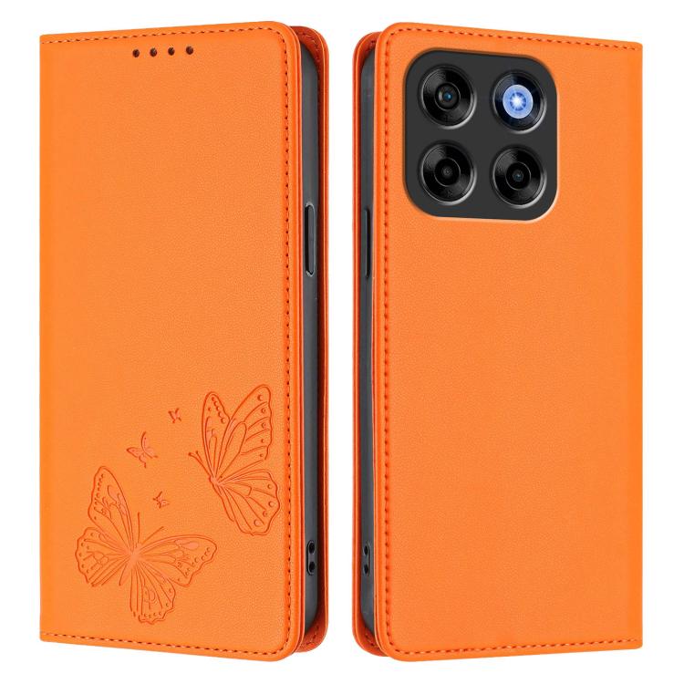 For ZTE Blade V70 Strong Magnetic Dual Butterfly RFID Vegan Leather Phone Case
