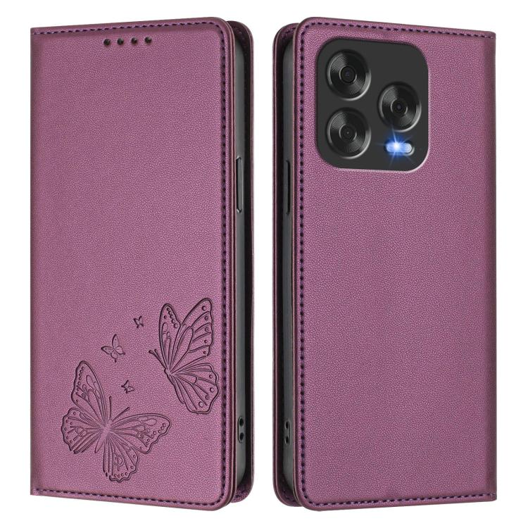 For ZTE Blade V70 Vita / nubia V70 Design Strong Magnetic Dual Butterfly RFID Vegan Leather Phone Case