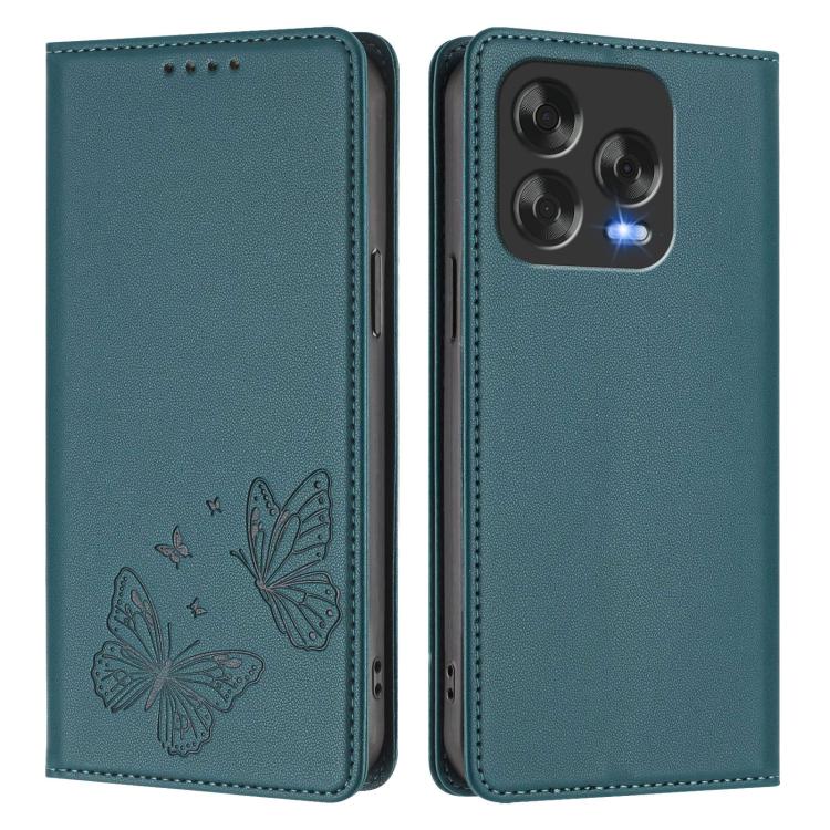 For ZTE Blade V70 Vita / nubia V70 Design Strong Magnetic Dual Butterfly RFID Vegan Leather Phone Case