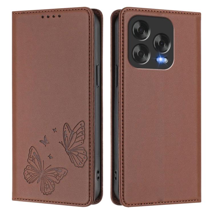 For ZTE Blade V70 Vita / nubia V70 Design Strong Magnetic Dual Butterfly RFID Vegan Leather Phone Case