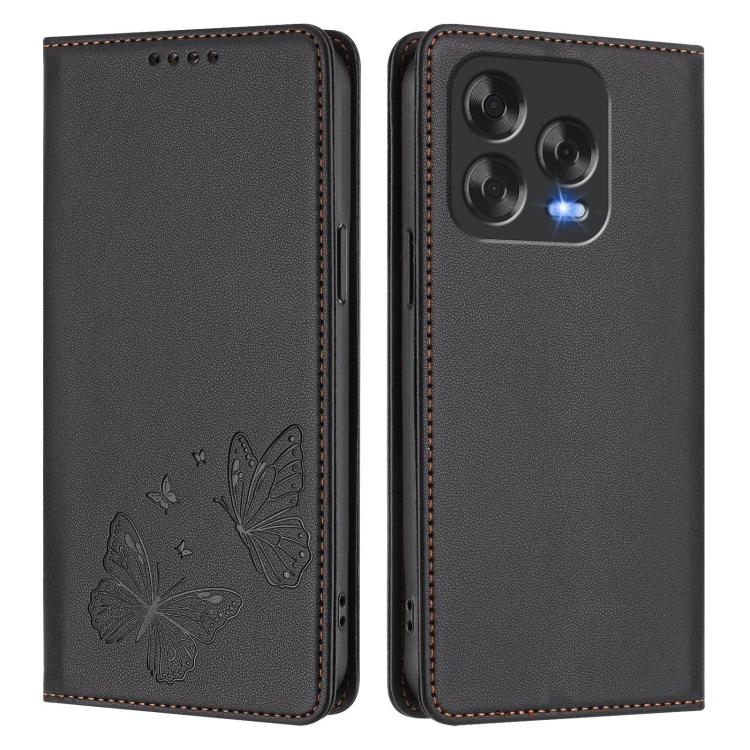 For ZTE Blade V70 Vita / nubia V70 Design Strong Magnetic Dual Butterfly RFID Vegan Leather Phone Case