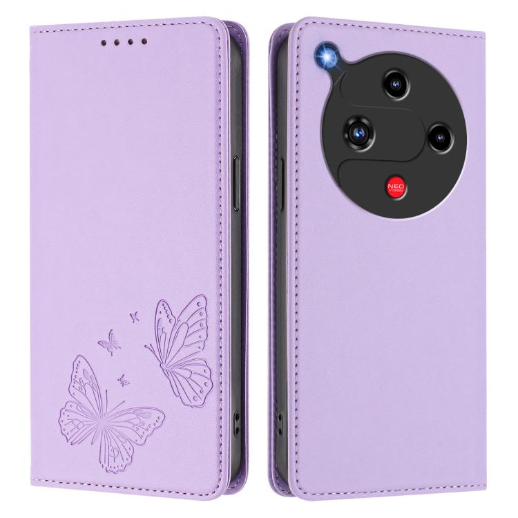 For ZTE nubia Focus 2 Strong Magnetic Dual Butterfly RFID Vegan Leather Phone Case