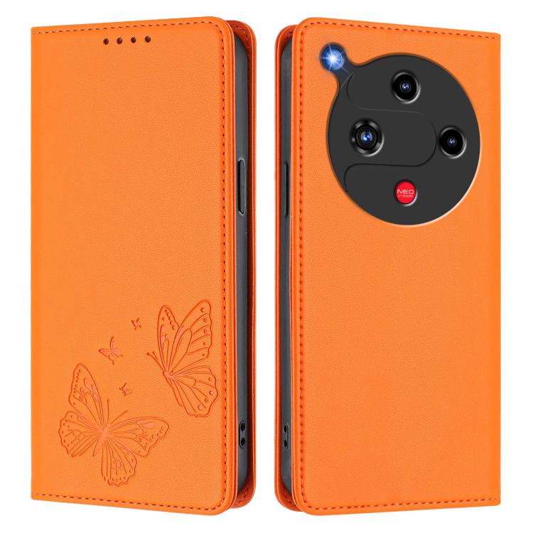 For ZTE nubia Focus 2 Strong Magnetic Dual Butterfly RFID Vegan Leather Phone Case