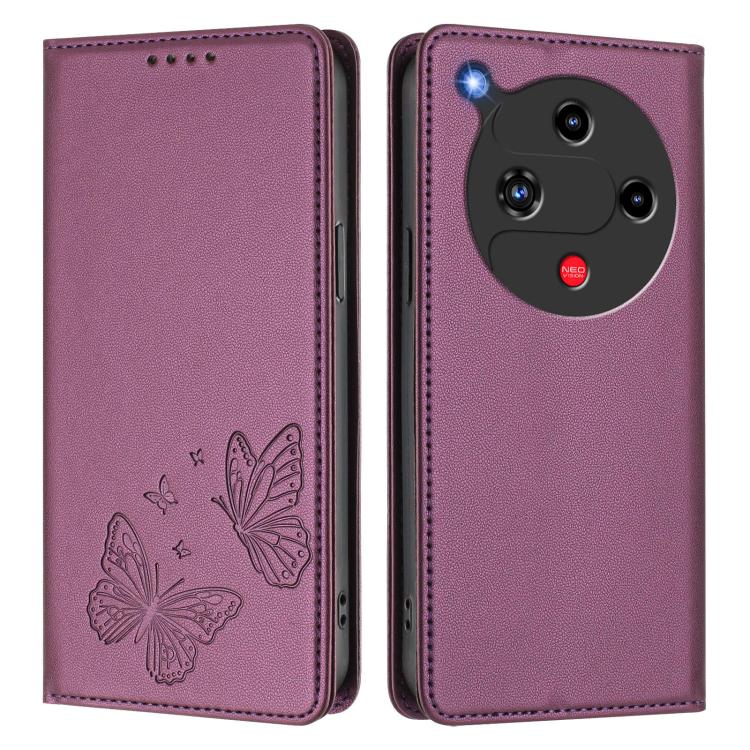 For ZTE nubia Focus 2 Strong Magnetic Dual Butterfly RFID Vegan Leather Phone Case