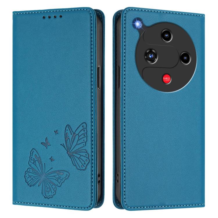 For ZTE nubia Focus 2 Strong Magnetic Dual Butterfly RFID Vegan Leather Phone Case