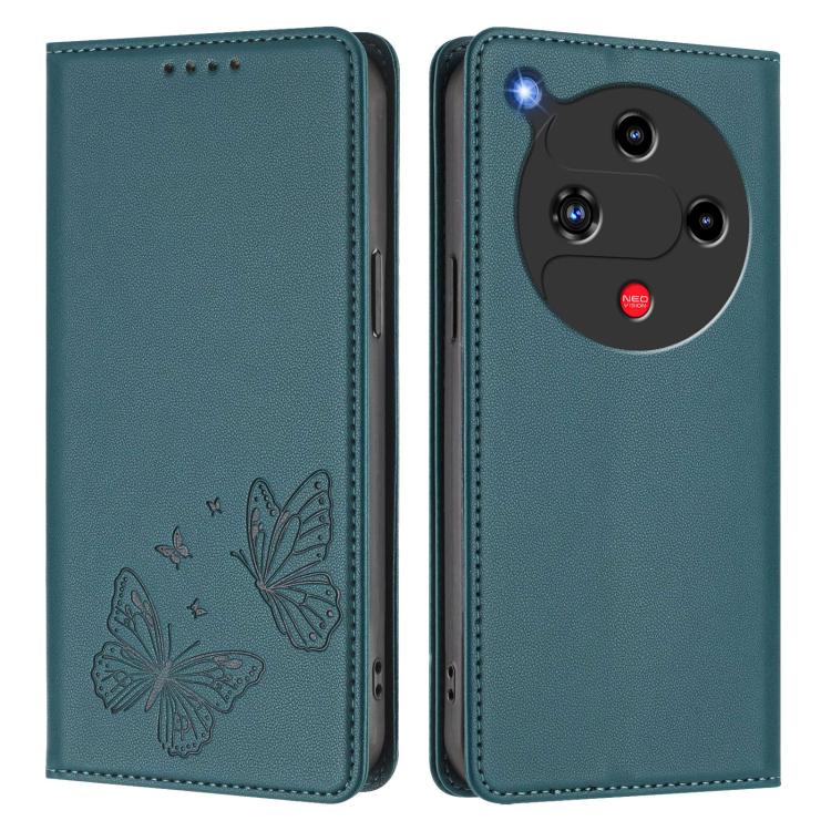 For ZTE nubia Focus 2 Strong Magnetic Dual Butterfly RFID Vegan Leather Phone Case
