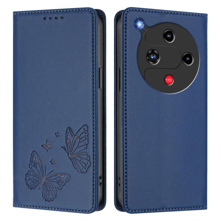 For ZTE nubia Focus 2 Strong Magnetic Dual Butterfly RFID Vegan Leather Phone Case