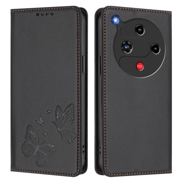 For ZTE nubia Focus 2 Strong Magnetic Dual Butterfly RFID Vegan Leather Phone Case