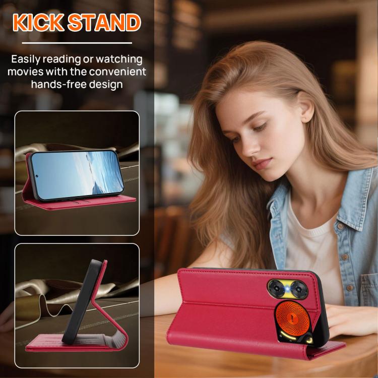 For ZTE nubia Music 2 Strong Magnetic Dual Butterfly RFID Vegan Leather Phone Case