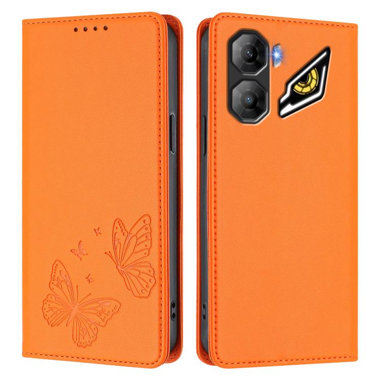 For ZTE nubia Neo 3 Strong Magnetic Dual Butterfly RFID Vegan Leather Phone Case
