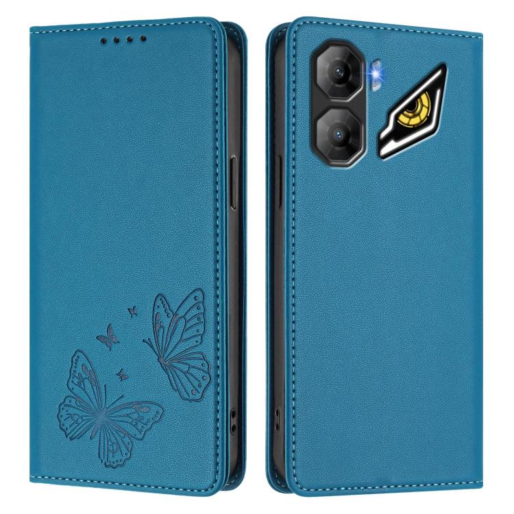 For ZTE nubia Neo 3 Strong Magnetic Dual Butterfly RFID Vegan Leather Phone Case