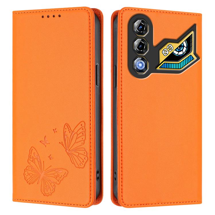 For ZTE nubia Neo 3 GT 5G Strong Magnetic Dual Butterfly RFID Vegan Leather Phone Case