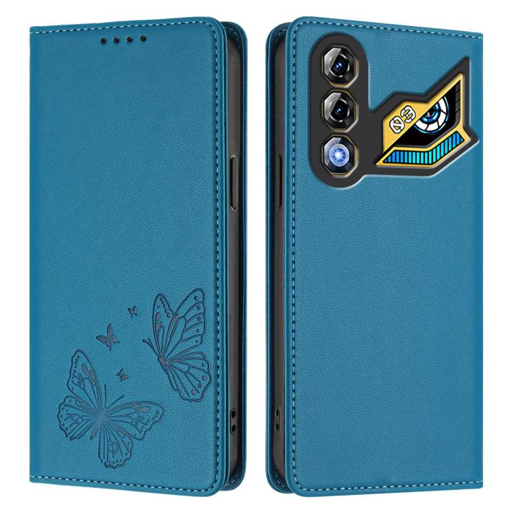 For ZTE nubia Neo 3 GT 5G Strong Magnetic Dual Butterfly RFID Vegan Leather Phone Case