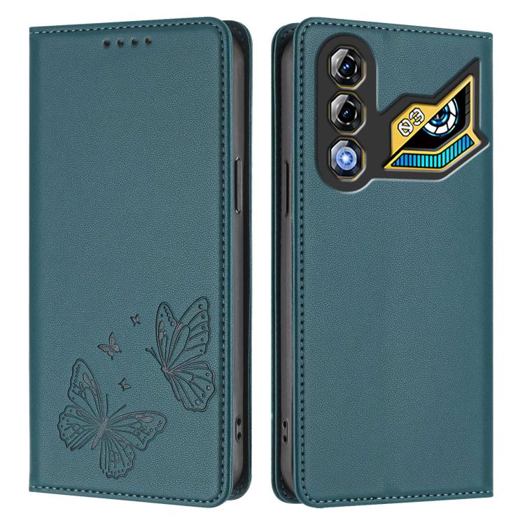 For ZTE nubia Neo 3 GT 5G Strong Magnetic Dual Butterfly RFID Vegan Leather Phone Case