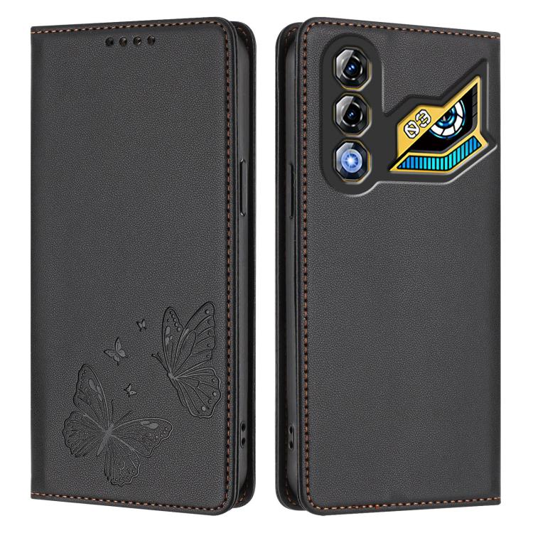 For ZTE nubia Neo 3 GT 5G Strong Magnetic Dual Butterfly RFID Vegan Leather Phone Case