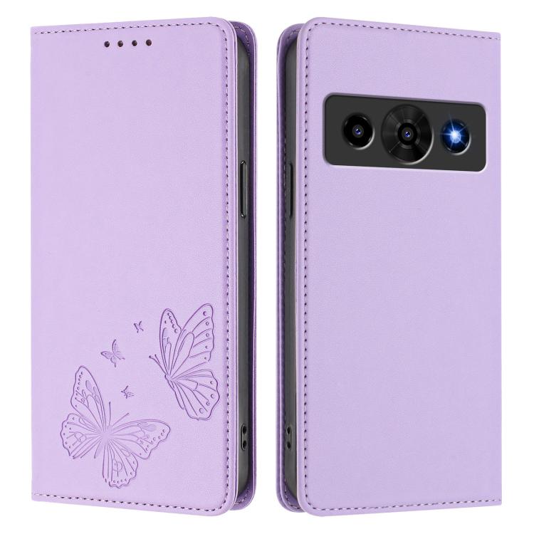 For ZTE nubia P7 Pro 5G / Optus X Value Strong Magnetic Dual Butterfly RFID Vegan Leather Phone Case