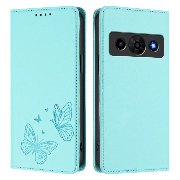 For ZTE nubia P7 Pro 5G / Optus X Value Strong Magnetic Dual Butterfly RFID Vegan Leather Phone Case