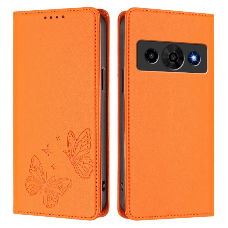 For ZTE nubia P7 Pro 5G / Optus X Value Strong Magnetic Dual Butterfly RFID Vegan Leather Phone Case