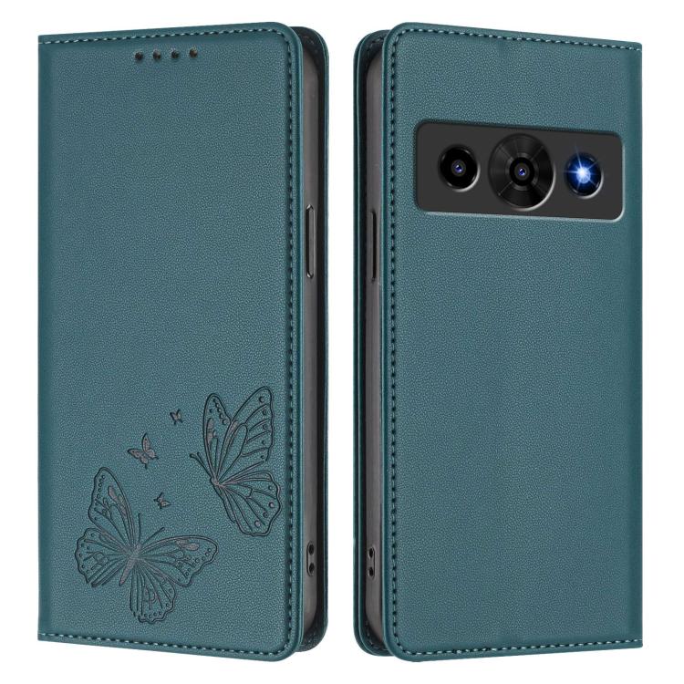 For ZTE nubia P7 Pro 5G / Optus X Value Strong Magnetic Dual Butterfly RFID Vegan Leather Phone Case