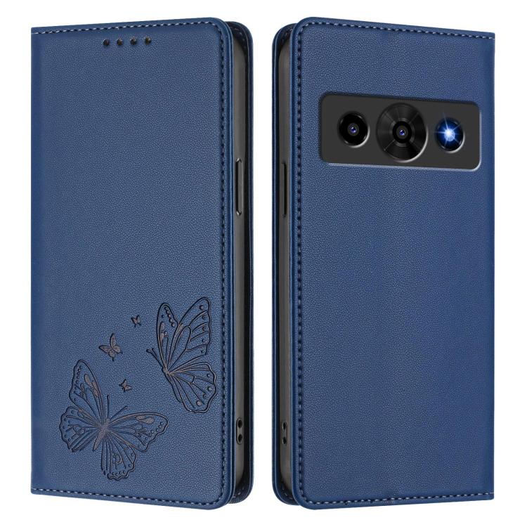 For ZTE nubia P7 Pro 5G / Optus X Value Strong Magnetic Dual Butterfly RFID Vegan Leather Phone Case