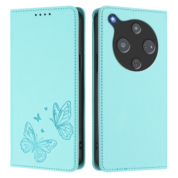 For ZTE nubia P9 Pro 5G / Optus X Pro 2 5G Strong Magnetic Dual Butterfly RFID Vegan Leather Phone Case