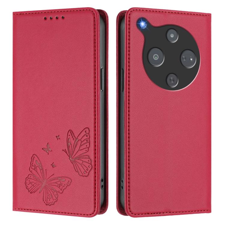 For ZTE nubia P9 Pro 5G / Optus X Pro 2 5G Strong Magnetic Dual Butterfly RFID Vegan Leather Phone Case