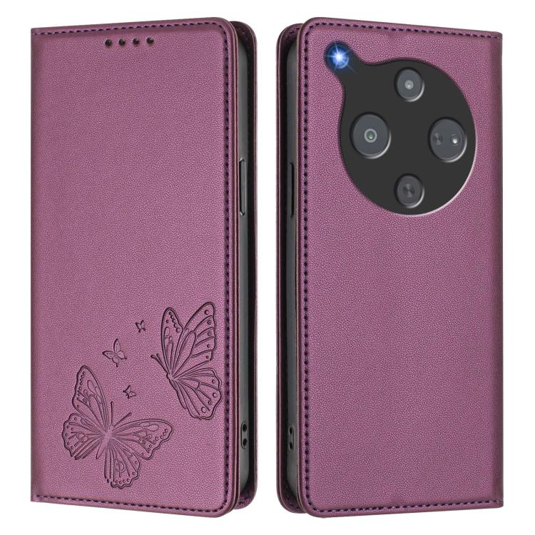 For ZTE nubia P9 Pro 5G / Optus X Pro 2 5G Strong Magnetic Dual Butterfly RFID Vegan Leather Phone Case