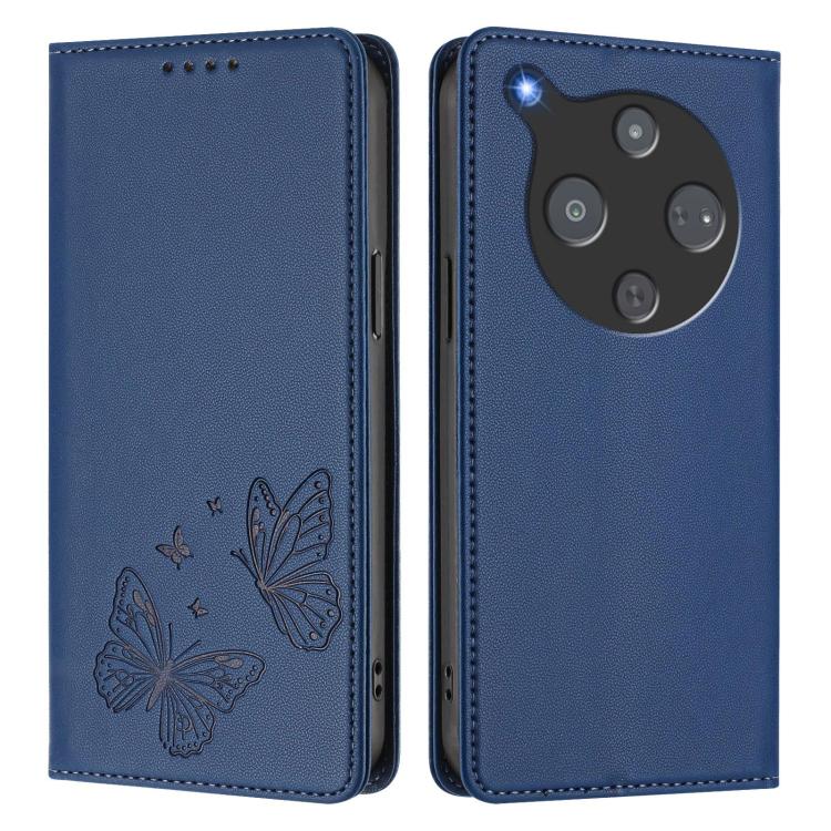 For ZTE nubia P9 Pro 5G / Optus X Pro 2 5G Strong Magnetic Dual Butterfly RFID Vegan Leather Phone Case