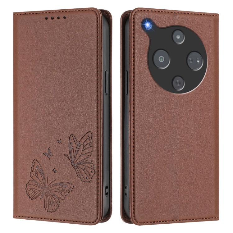 For ZTE nubia P9 Pro 5G / Optus X Pro 2 5G Strong Magnetic Dual Butterfly RFID Vegan Leather Phone Case