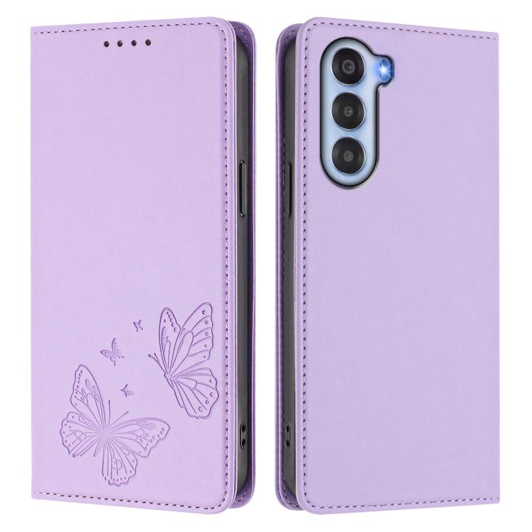 For ZTE nubia S 5G A403ZT Strong Magnetic Dual Butterfly RFID Vegan Leather Phone Case