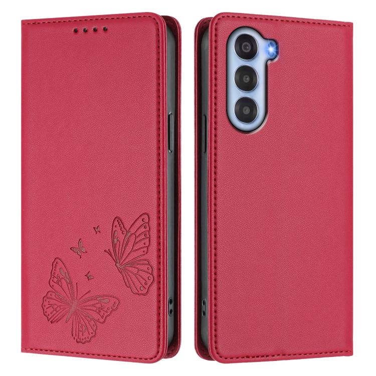 For ZTE nubia S 5G A403ZT Strong Magnetic Dual Butterfly RFID Vegan Leather Phone Case