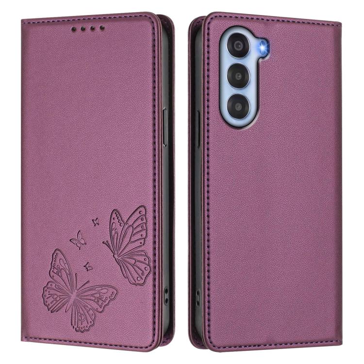 For ZTE nubia S 5G A403ZT Strong Magnetic Dual Butterfly RFID Vegan Leather Phone Case