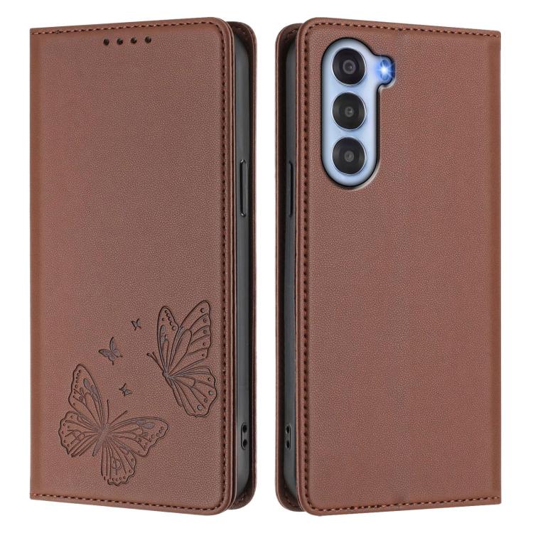 For ZTE nubia S 5G A403ZT Strong Magnetic Dual Butterfly RFID Vegan Leather Phone Case